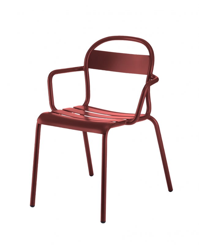 Lot de 4 chaises d'extérieur avec accoudoirs  STECCA 2 (prix indiqué à l'unité) - aubergine