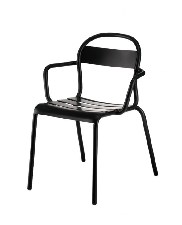 Lot de 2 chaises noires d’extérieur avec accoudoirs  STECCA 2