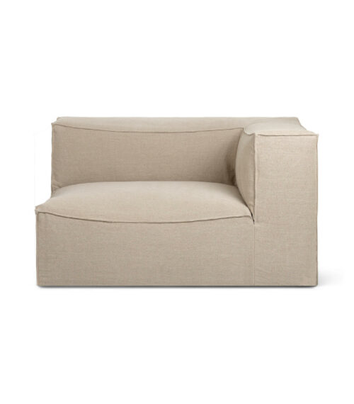 Fauteuil module du canapé Catena laine bouclée blanc naturel accoudoir droite – Fermliving