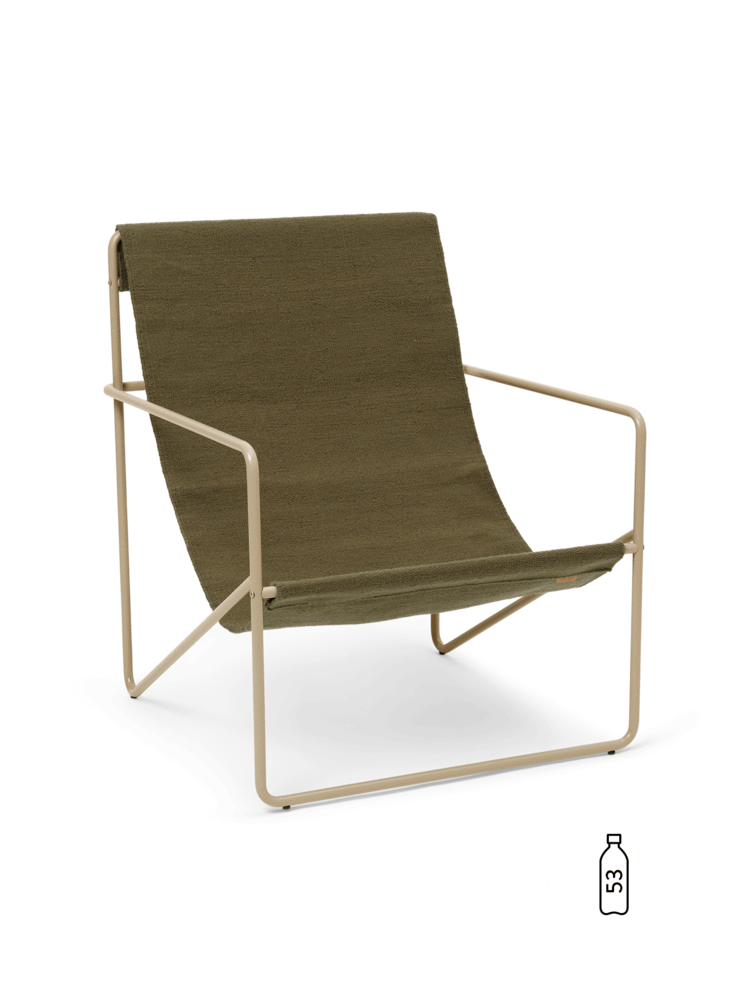 Fauteuil LOUNGE DESERT - Tissu Olive - Brun cachemire