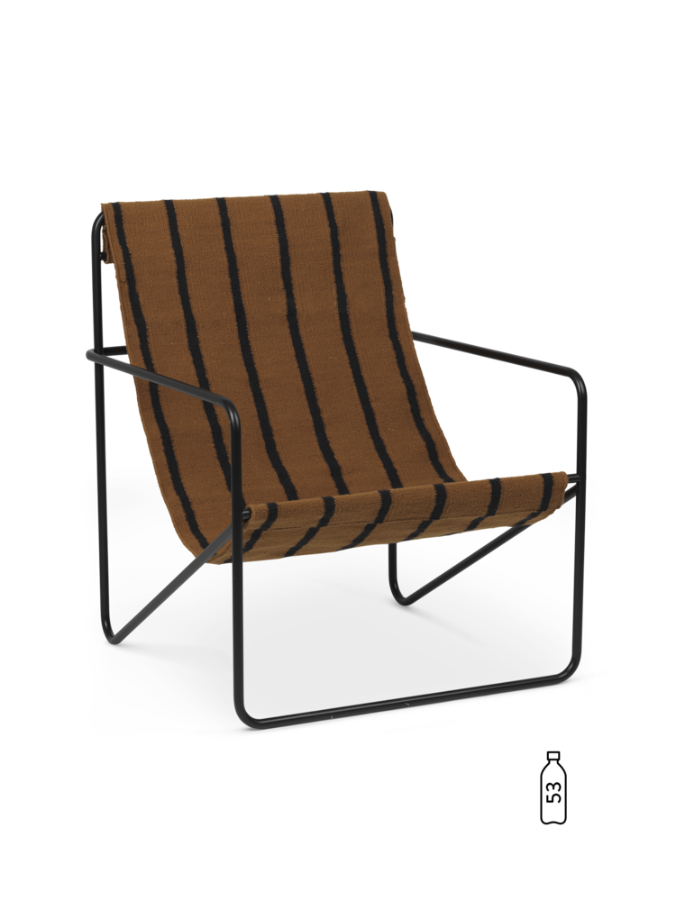 Fauteuil LOUNGE DESERT - Tissu Marron Bayadère - Noire